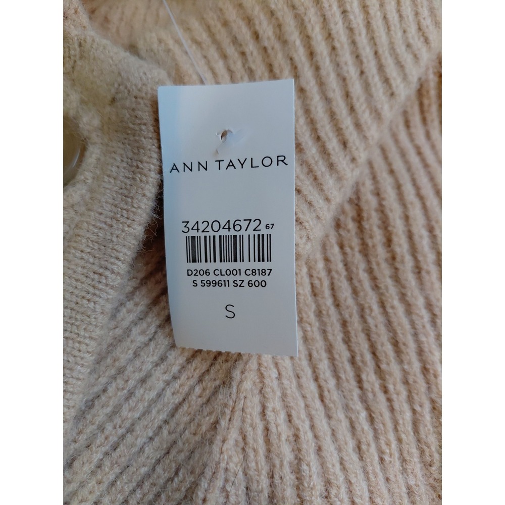 New Ann Taylor Geo Stitched Cardigan Button Up Sweater Blazer Neutral Jacket S - Picture 4 of 9